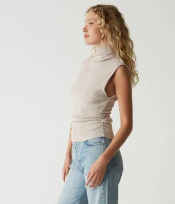 Campbell Mock Neck Crinkle Top