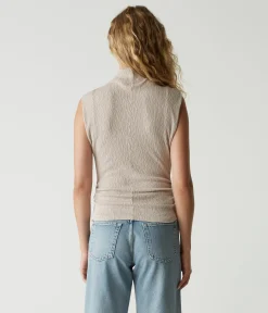 Campbell Mock Neck Crinkle Top