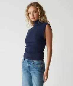 Campbell Mock Neck Crinkle Top