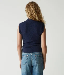 Campbell Mock Neck Crinkle Top