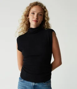 Campbell Mock Neck Crinkle Top
