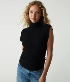 Campbell Mock Neck Crinkle Top