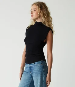 Campbell Mock Neck Crinkle Top