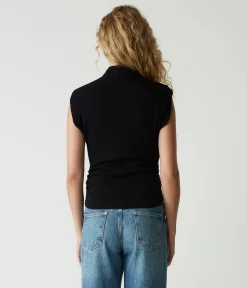 Campbell Mock Neck Crinkle Top