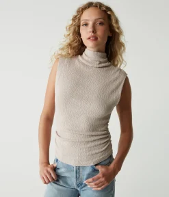 Campbell Mock Neck Crinkle Top