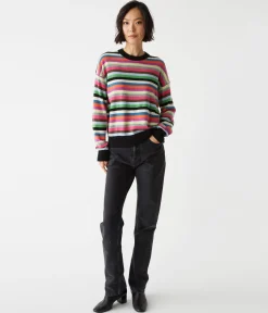 Celeste Striped Crew Neck Cashmere Sweater