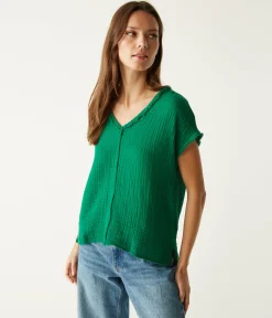 Draya Gauze V-Neck Top