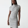 Gia Ribbed Power Shoulder Dress