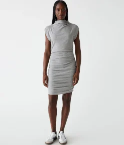 Gia Ribbed Power Shoulder Dress
