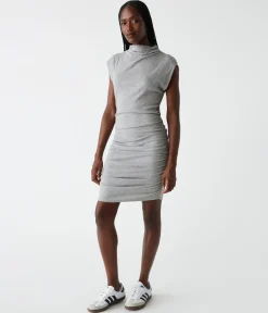 Gia Ribbed Power Shoulder Dress