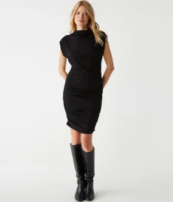 Gia Ribbed Power Shoulder Dress