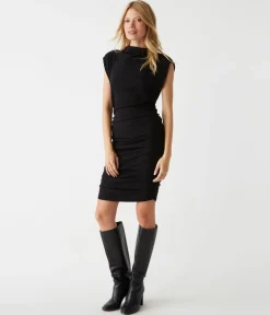 Gia Ribbed Power Shoulder Dress