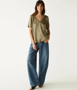 Jodi Satin V-Neck Top