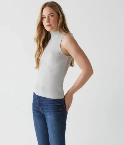 Lino Shine Mock Neck Tank