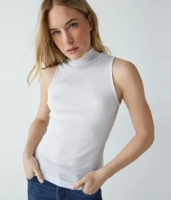 Lino Shine Mock Neck Tank