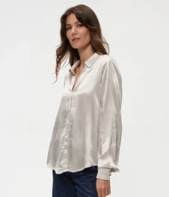 Meredith Satin Button Down Shirt