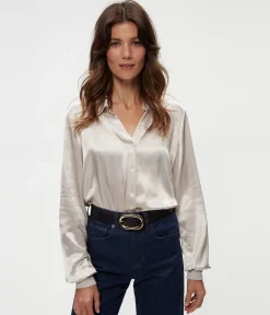 Meredith Satin Button Down Shirt