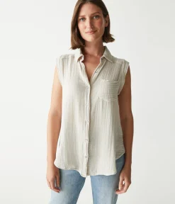 Monique Gauze Button Down Tank