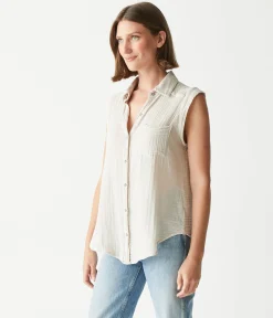 Monique Gauze Button Down Tank
