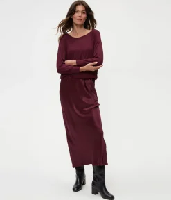 Nadia Mixed Fabric Satin Dress