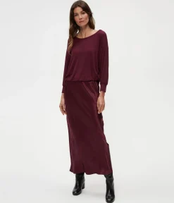 Nadia Mixed Fabric Satin Dress