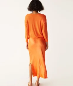 Nadia Mixed Fabric Satin Dress