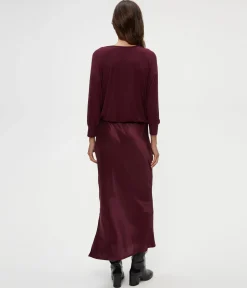 Nadia Mixed Fabric Satin Dress