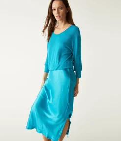 Nadia Mixed Fabric Satin Dress