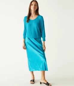 Nadia Mixed Fabric Satin Dress