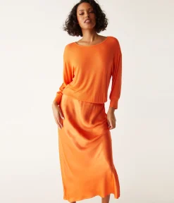 Nadia Mixed Fabric Satin Dress