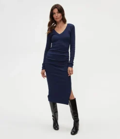 Nova Ribbed V-Neck Dress