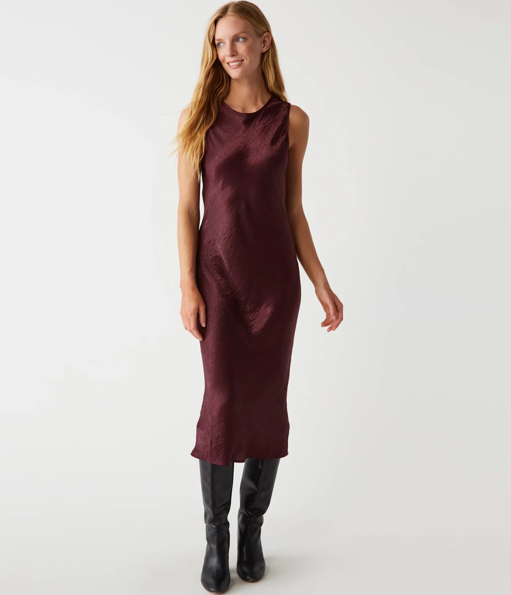 Seema Hammered Satin Midi Dress
