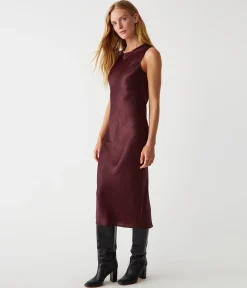 Seema Hammered Satin Midi Dress