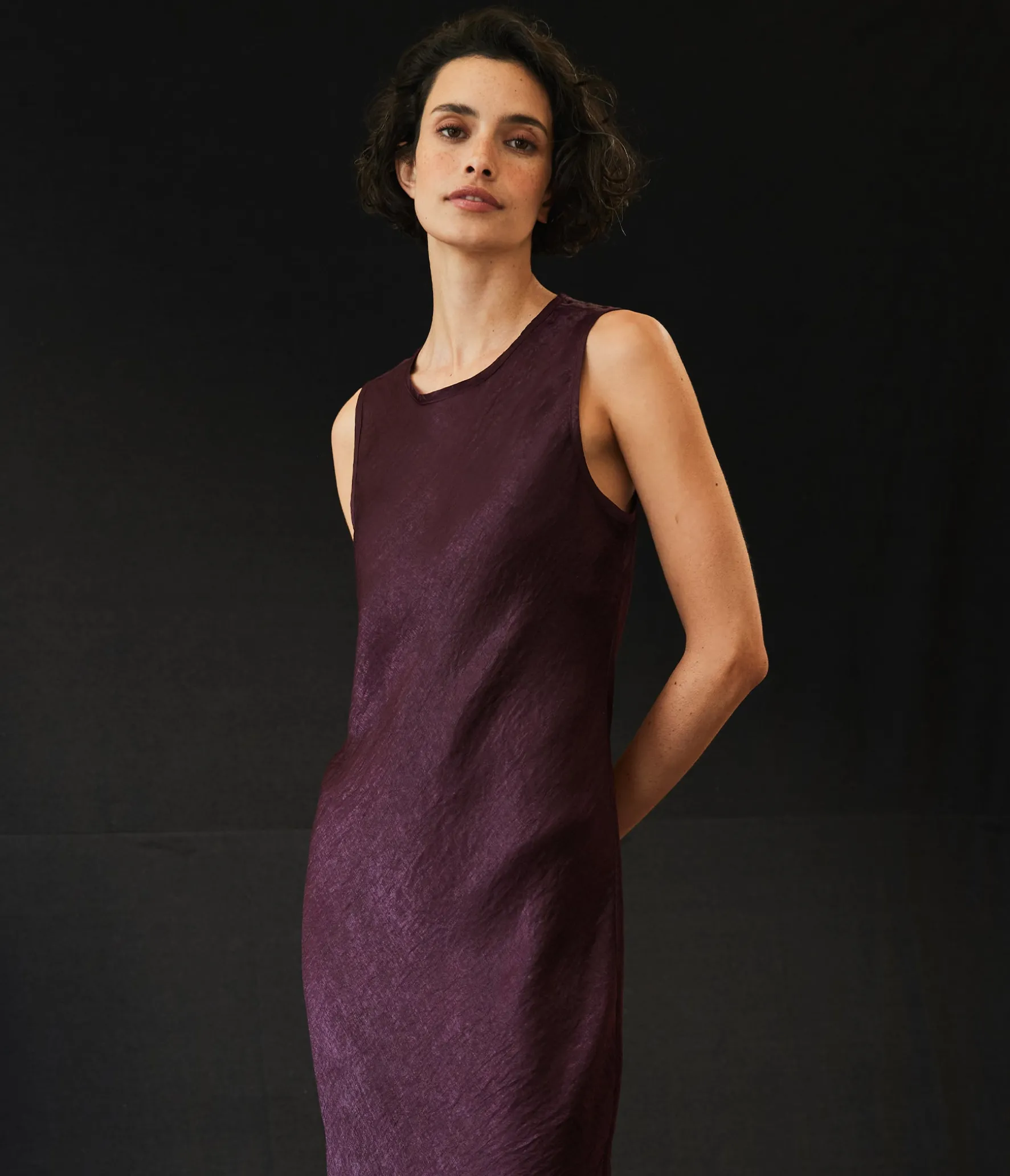 Seema Hammered Satin Midi Dress