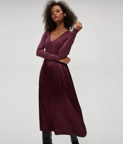 Sutton Mixed Fabric Satin Dress