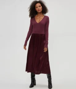 Sutton Mixed Fabric Satin Dress