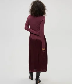 Sutton Mixed Fabric Satin Dress