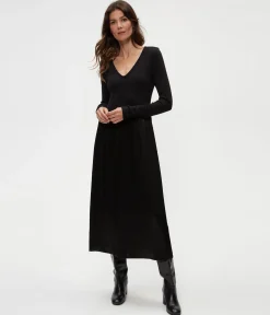 Sutton Mixed Fabric Satin Dress